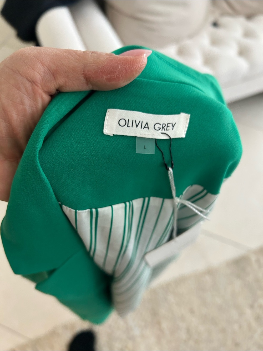 New w tags Olivia Grey Green Ruched Sleeve Open Front Blazer NWT Career Chic - Picture 3 of 5